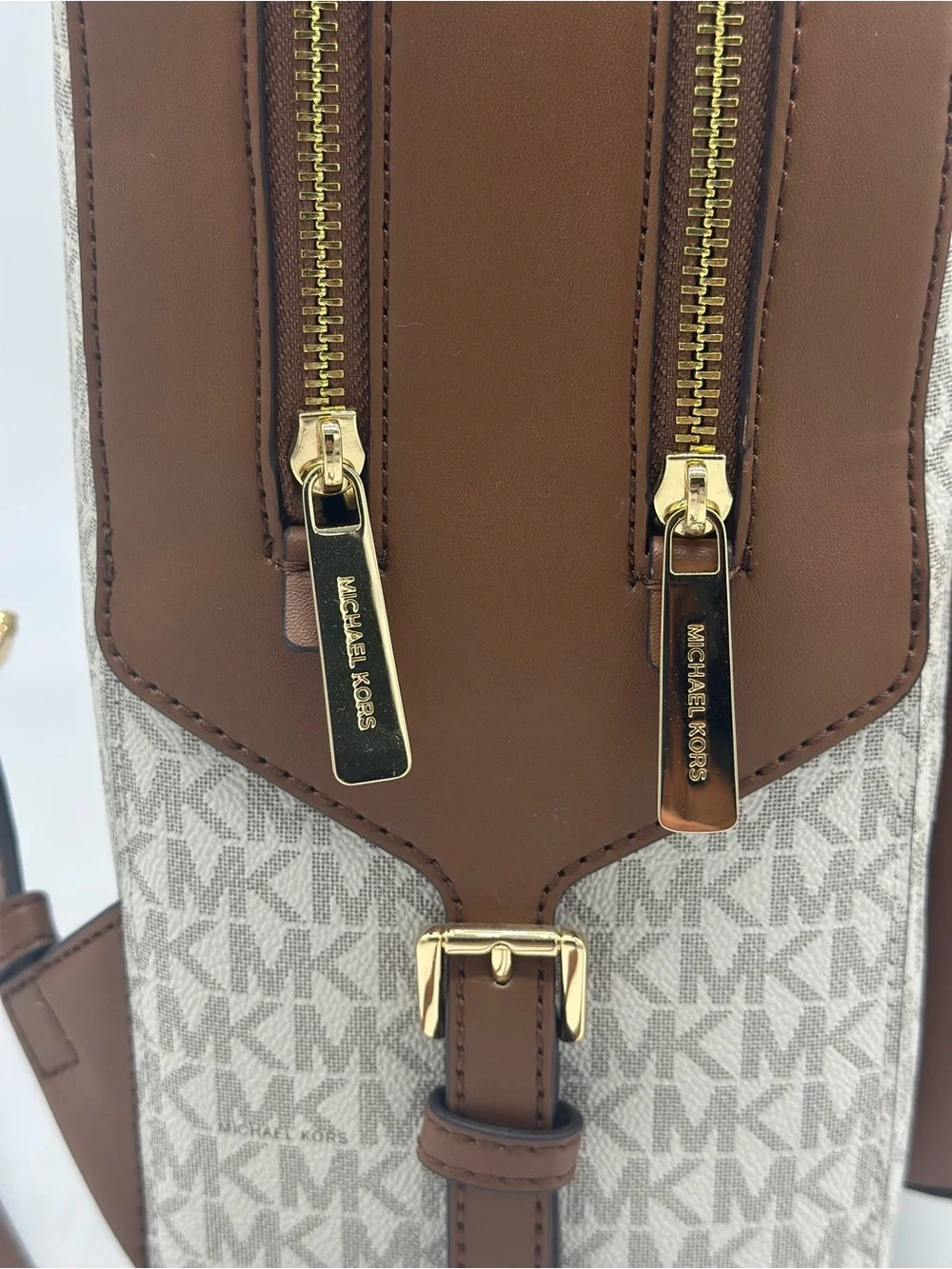 Michael Kors Beige and Brown Signature MK Backpack